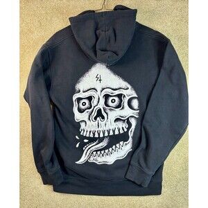 Zumiez Lurking Class by Sketchy Tank Black Death Pullover Hoodie HTF Skull XL